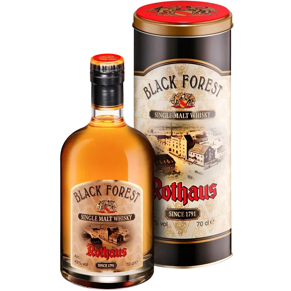 Flasche Schwarzwaldlikör Rothaus mit passender Geschenkverpackung.