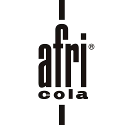 Schwarzes Logo mit dem Schriftzug "afri cola" in großer, stilisierter Schrift.